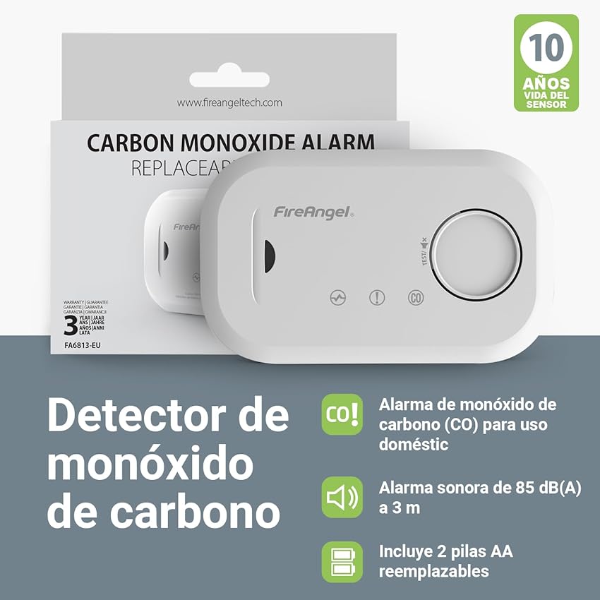 Thumbnail 1 de FireAngel FA6813 Detector de monóxido de carbono 10 años 📷