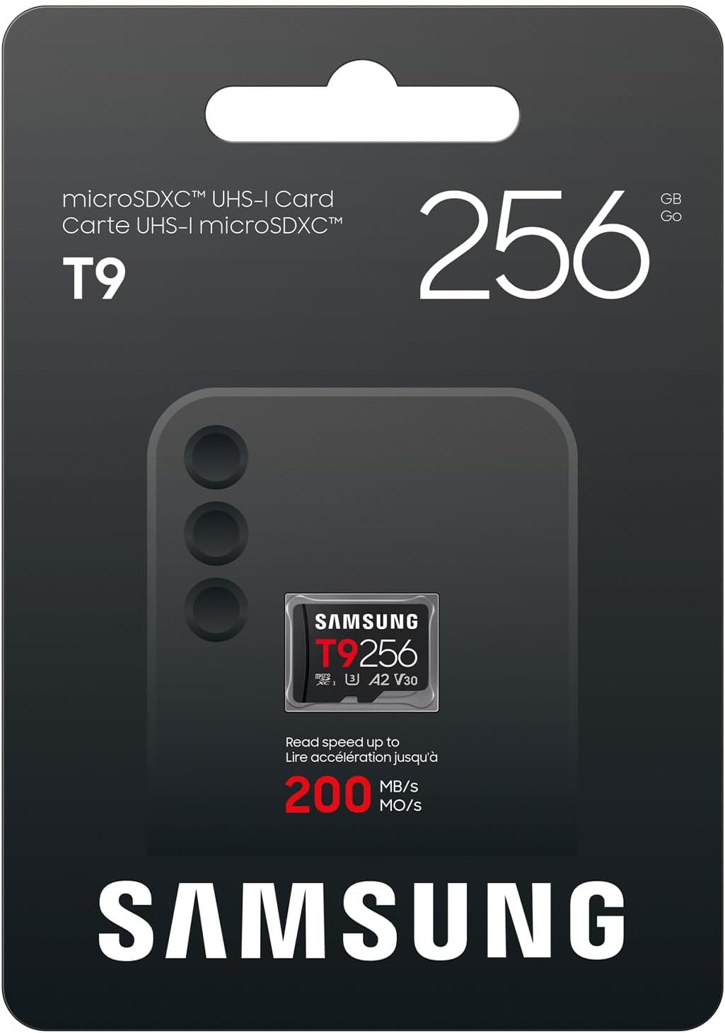 Detalle de Samsung T9 microSD-Karte 256 GB – Zuverlässige Speicherlösung für Drohnen, Action-Kameras und 360°-Aufnahmen