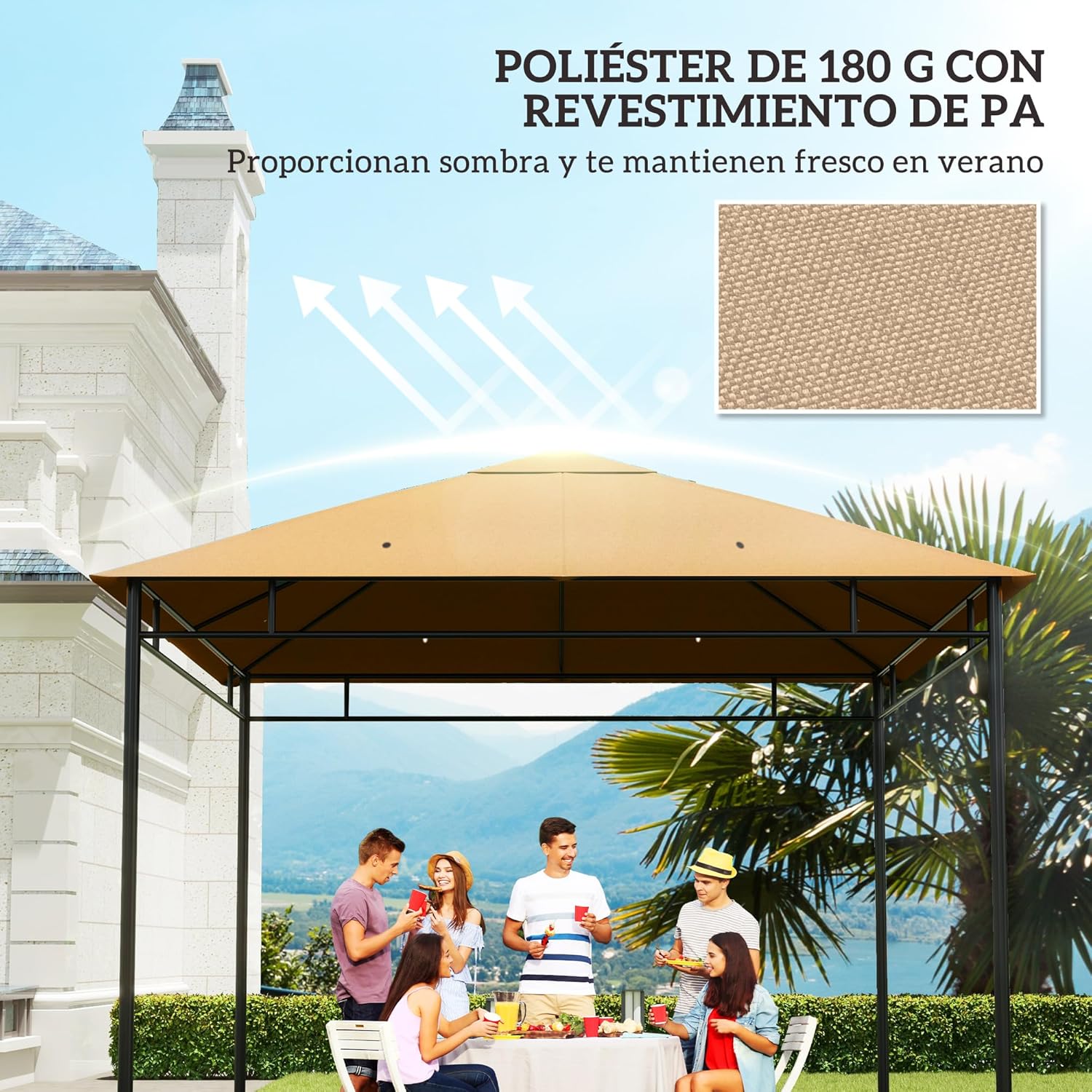 Thumbnail 4 de Outsunny techo de repuesto 300x300 cm cenador beige