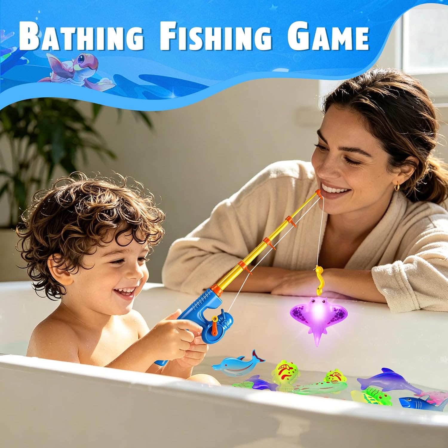 Detalle de Light Up Magnetic Fishing Toy Set 2026 Upgrade – 44 Pieces