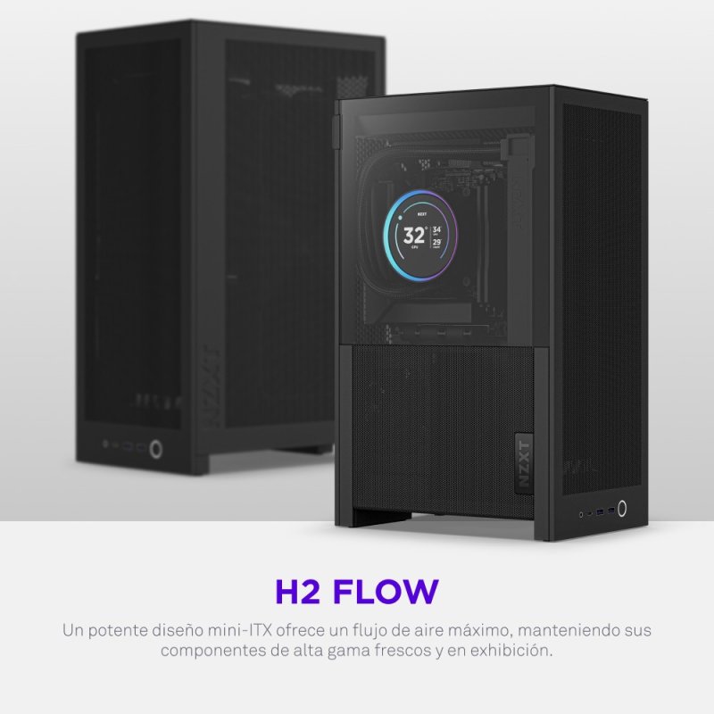 Thumbnail 1 de Torre NZXT H2 Flow Mini-ITX Negro Vidrio templado Dual Cámara: equilibrio entre tamaño y flujo de aire