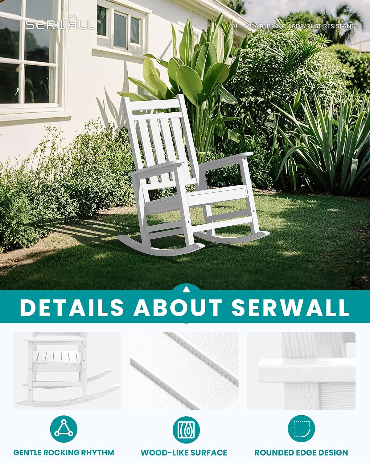 Detalle de SERWALL Outdoor Rocking Chairs HDPE