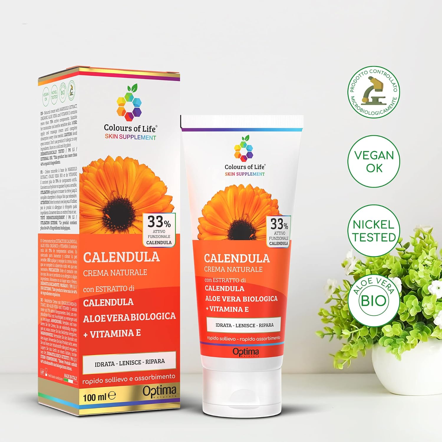 Thumbnail 5 de Calendula crema naturale con Aloe Vera Biologica e Vitamina E – 100 ml by Colours of Life