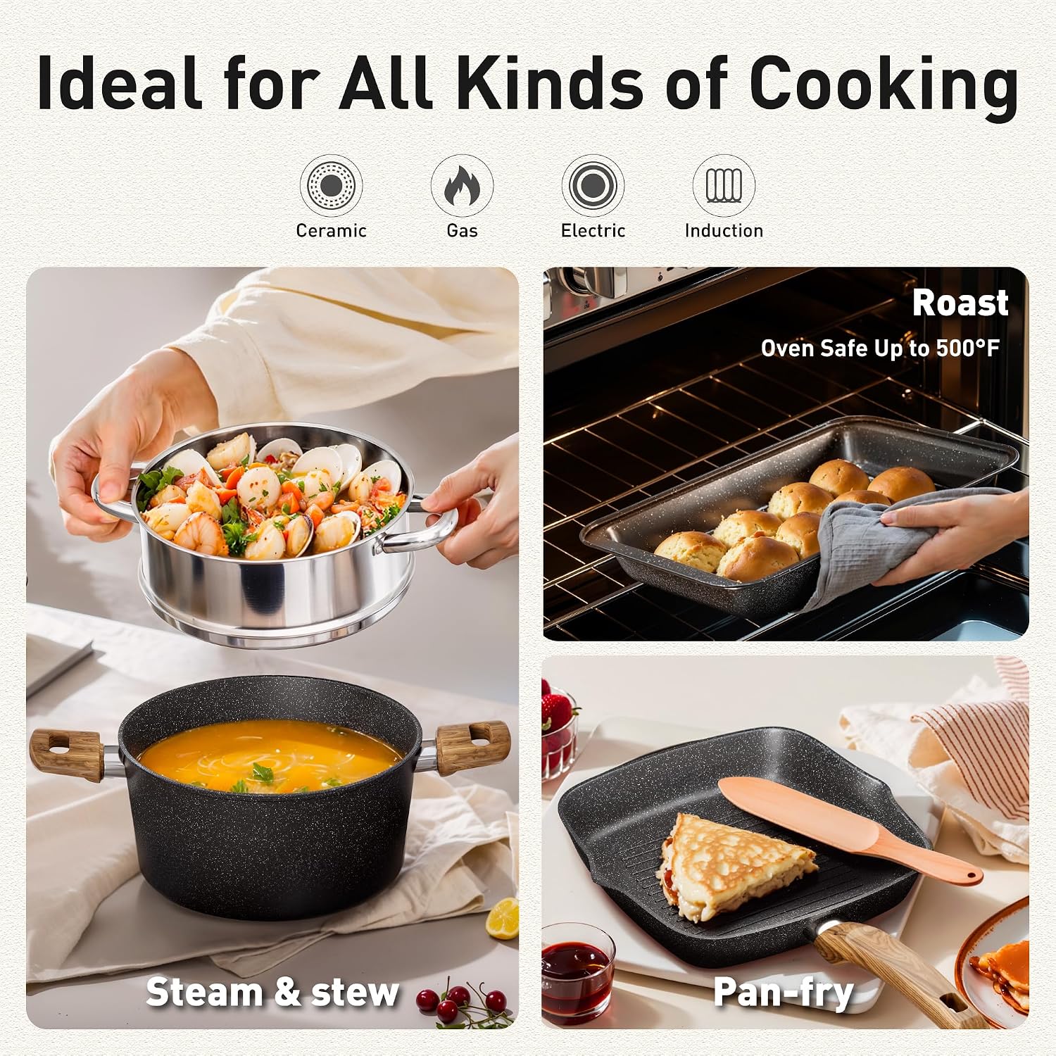 Thumbnail 6 de DishDelight 30-Piece Granite Non-Stick Pots & Pans Set for Induction Cooktops