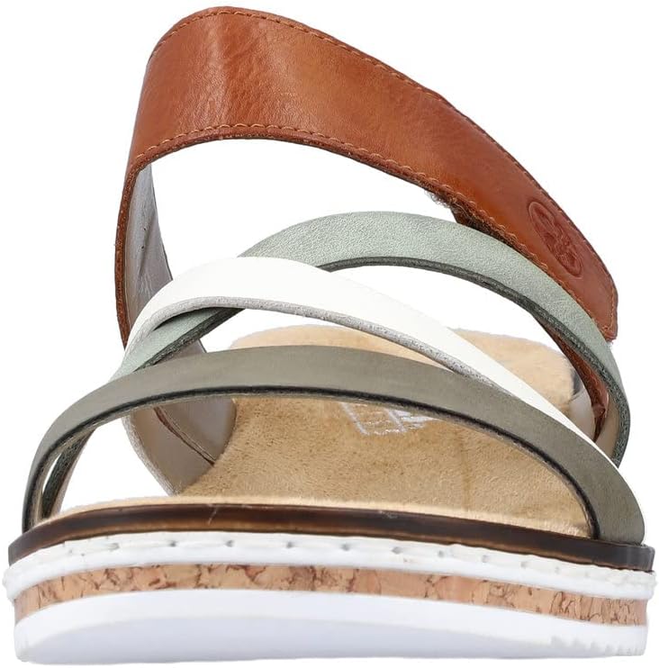 Detalle de Rieker Damen Pantoletten V3652 – Slipper mit weicher Decksohle und robuster, flexibler Passform