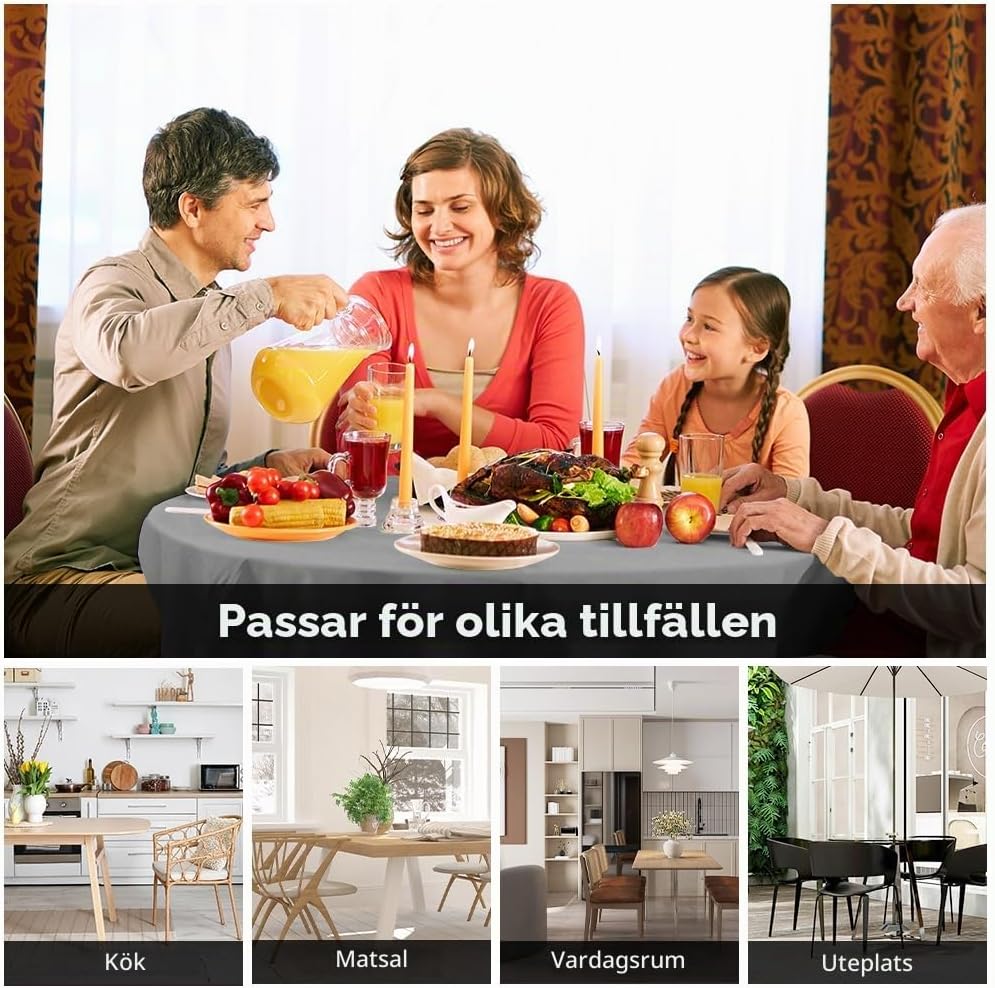 Thumbnail 6 de AUAUY rund duk 120 cm i grå polyester, vattenavvisande och tvättbar