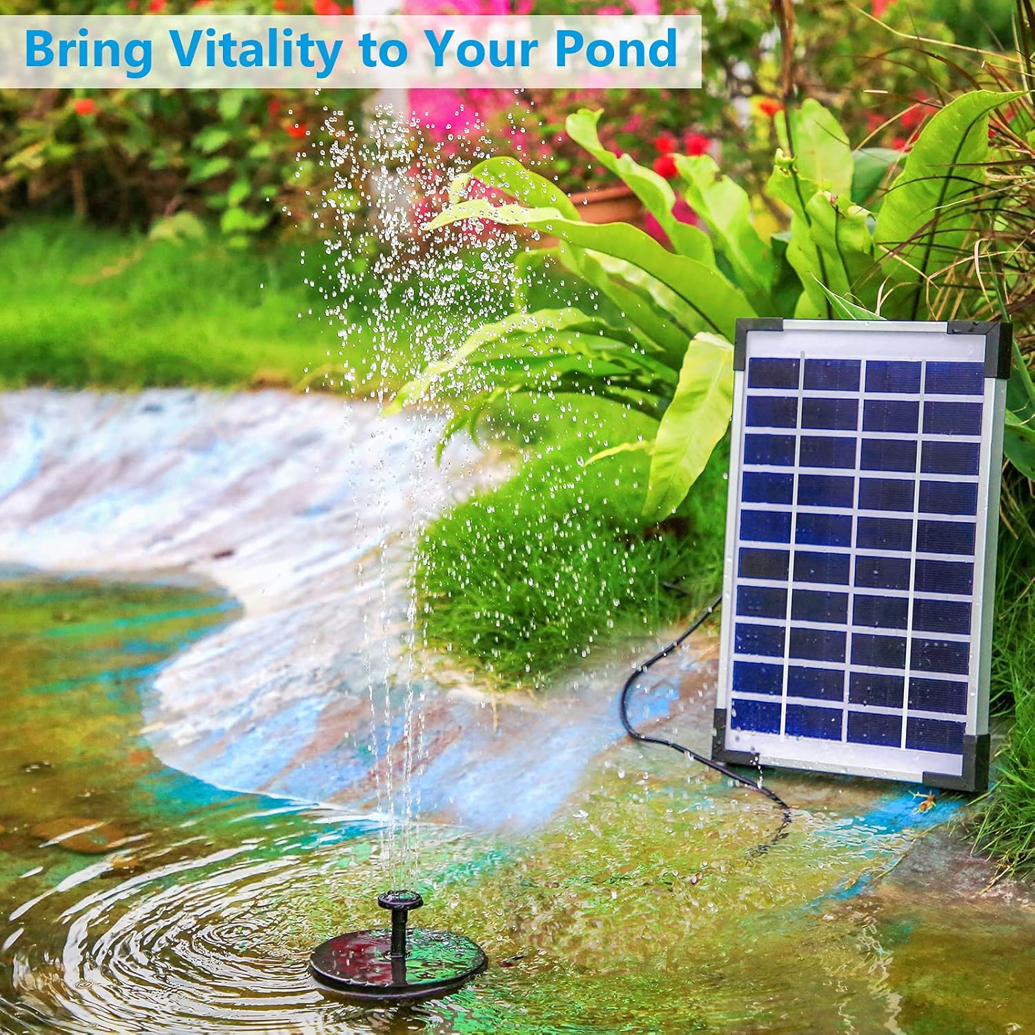 Thumbnail 1 de AISITIN 5.5W Solar Fountain Pump: Backup Floating Water Fountain for Bird Baths, Ponds and More