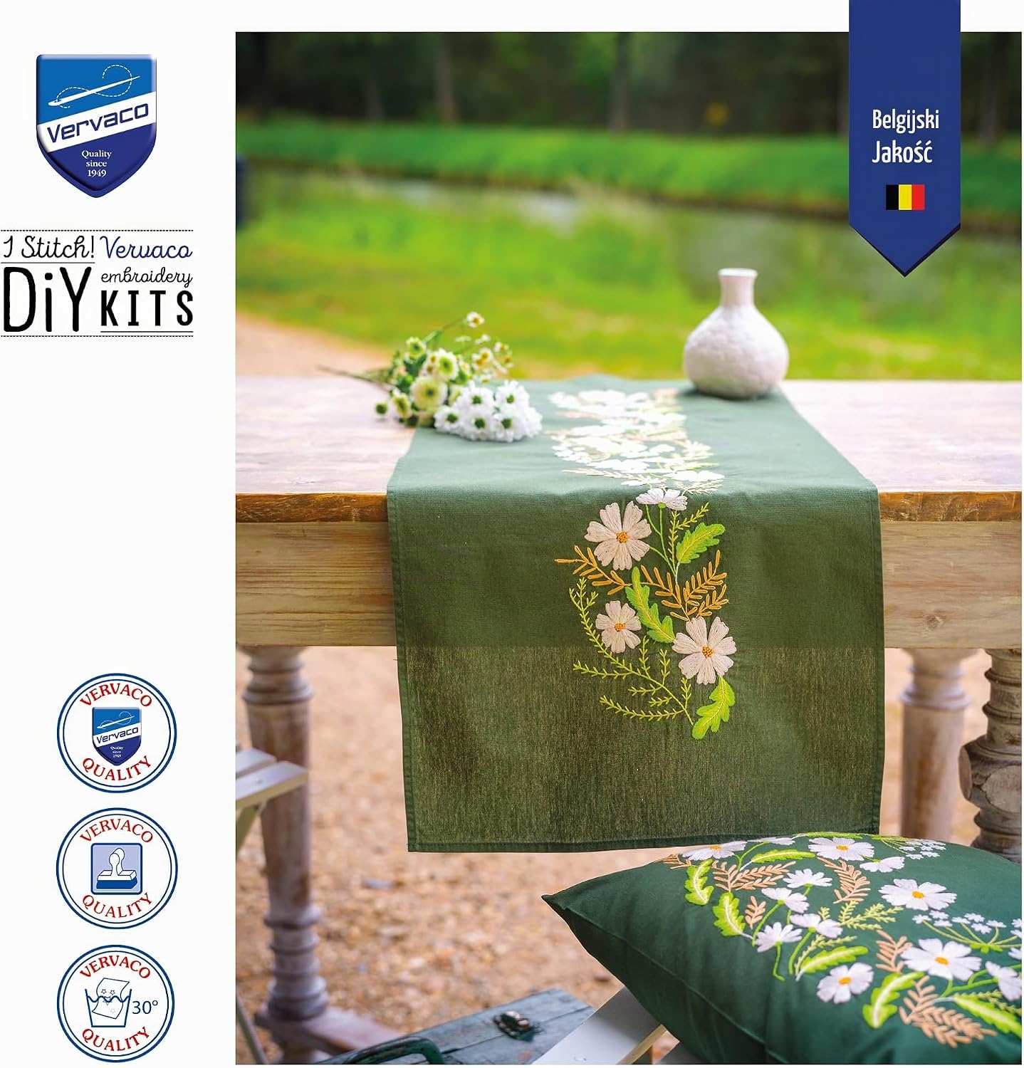 Detalle 1 de Vervaco – zestaw do haftu płaskiego na bieżniku, bawełna, 35 × 95 cm