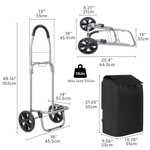 Thumbnail 2 de Carro de Compra Plegable T-LOVENDO.ES de 2 ruedas grandes, con bolsa desmontable e impermeable (hasta 25 kg)