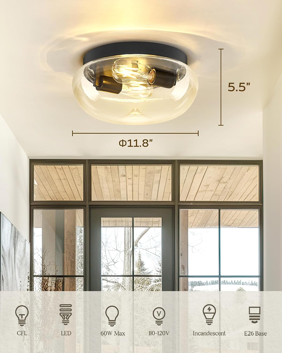 Detalle 2 de FEMILA Flush Mount Ceiling Light, 12-inch