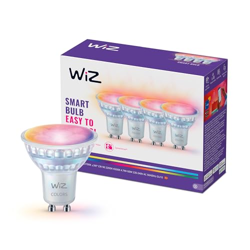 WiZ Foco Inteligente LED de cristal GU10 RGB (4 uds) – compatible con Alexa, Google Assistant y Apple Home