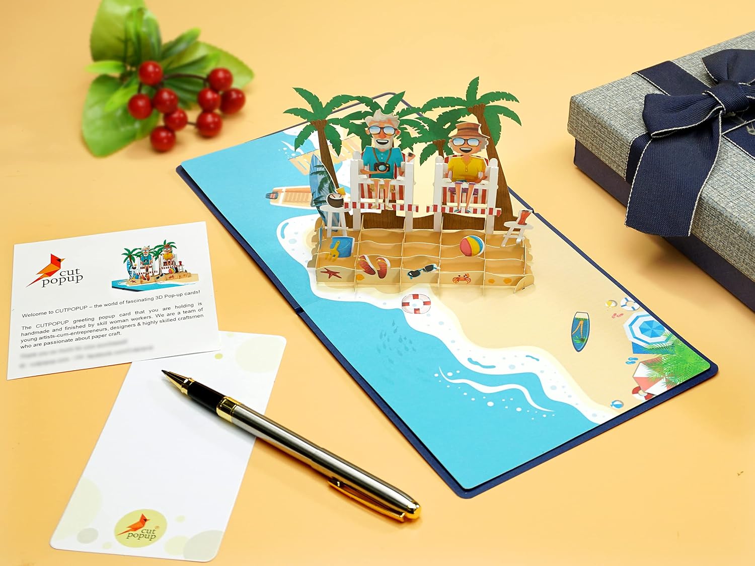 Detalle de CUTPOPUP Beach Funny Couple Anniversary Card – pop-up 3D wedding & anniversary card (5 x 5) with envelope