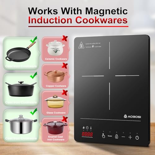 Thumbnail 6 de AAOBOSI Single Induction Cooker: Portable 2000W Booster, 20 Power & Temp Levels