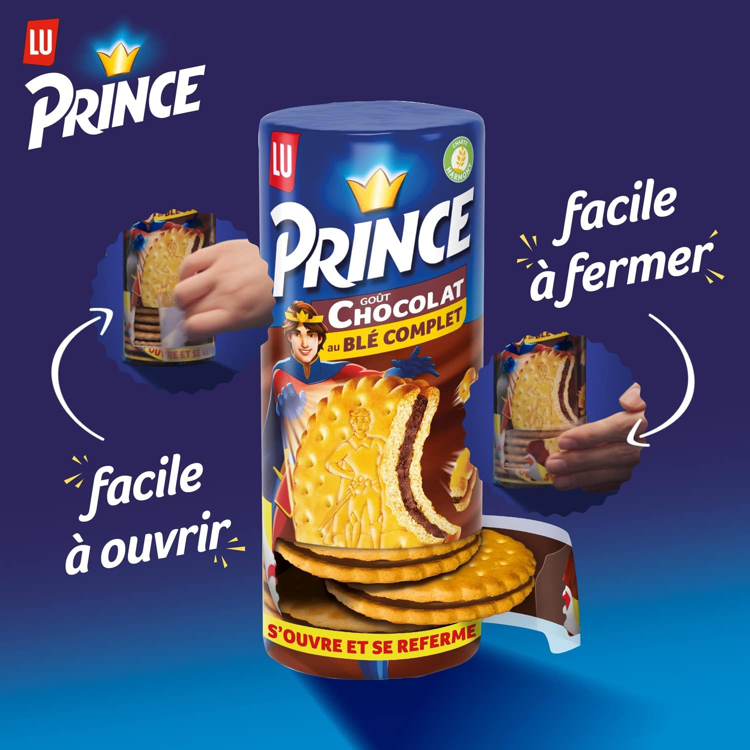Detalle de Prince de LU Chocolat – Biscuit Fourré au Chocolat, blé complet, lot de 12 paquets de 300 g