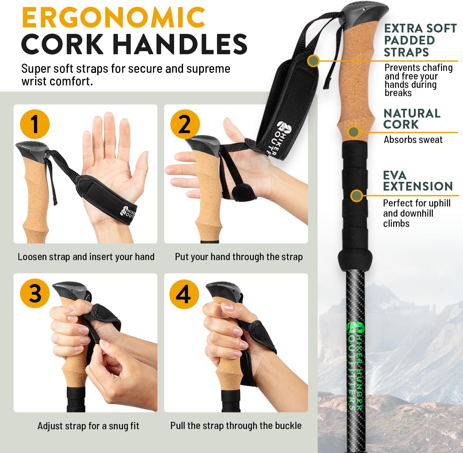 Thumbnail 6 de USA Brand 100% Carbon Fiber Trekking Poles 7.6 oz