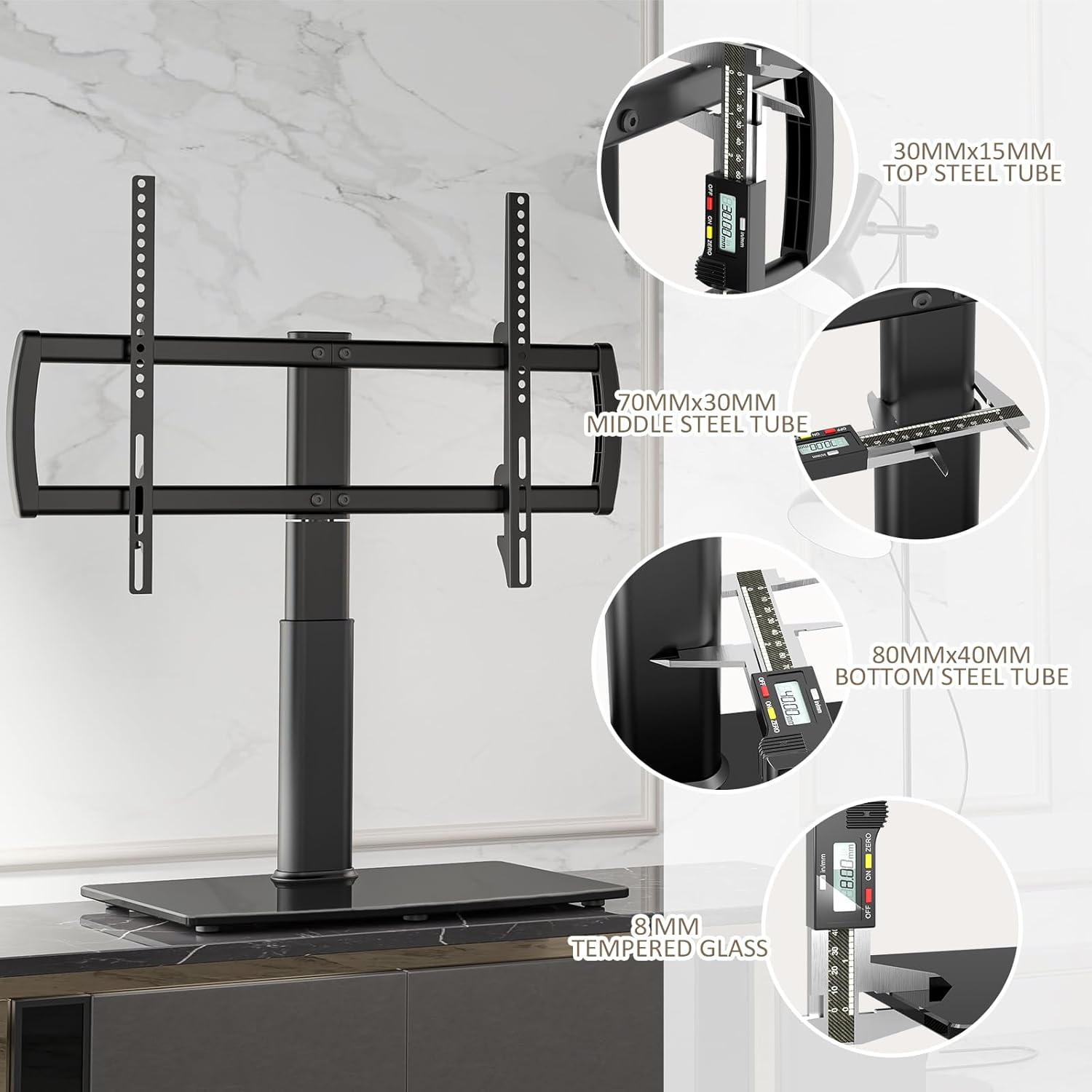 Thumbnail 5 de Hemudu HT04B-002 Universal Swivel Tabletop TV Stand for 32 to 65 inch TVs