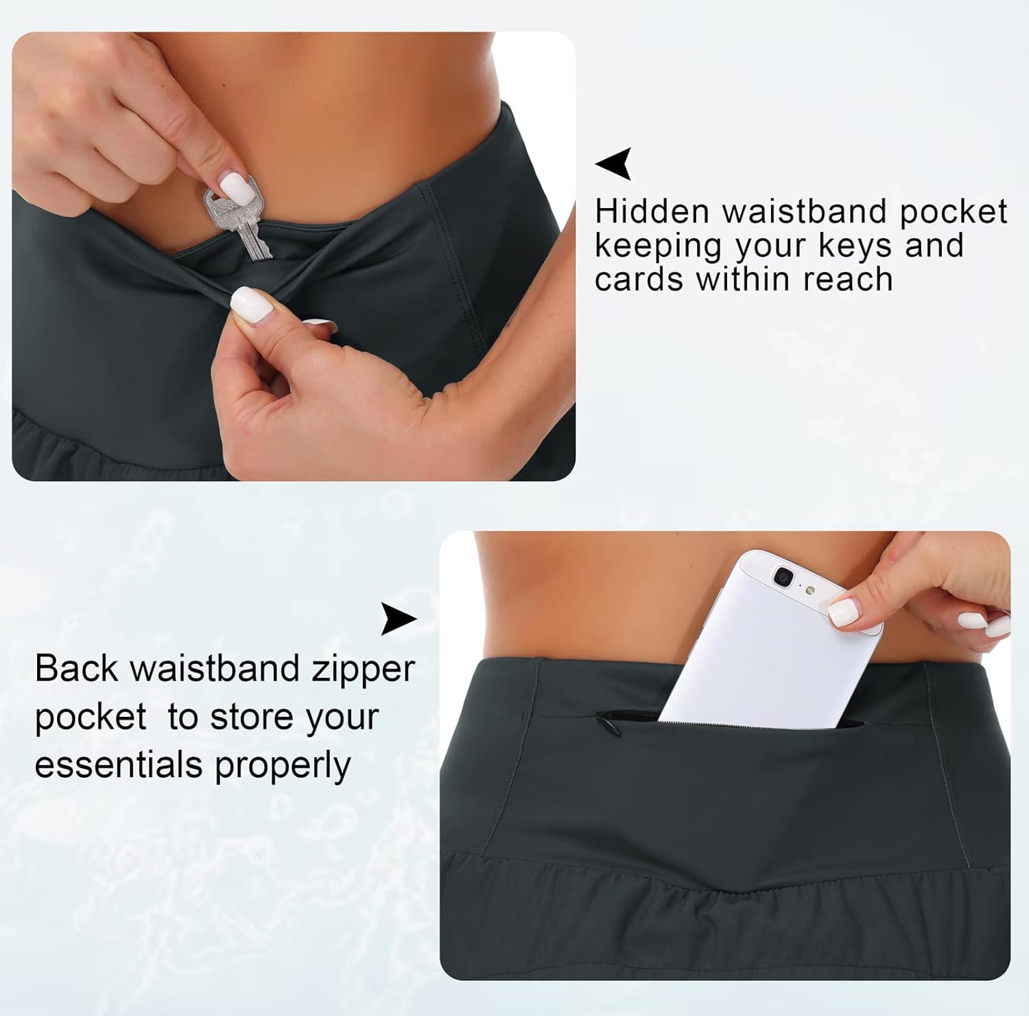 Detalle 2 de THE GYM PEOPLE Women's High Waisted Running Shorts with Mesh Liner and Pockets