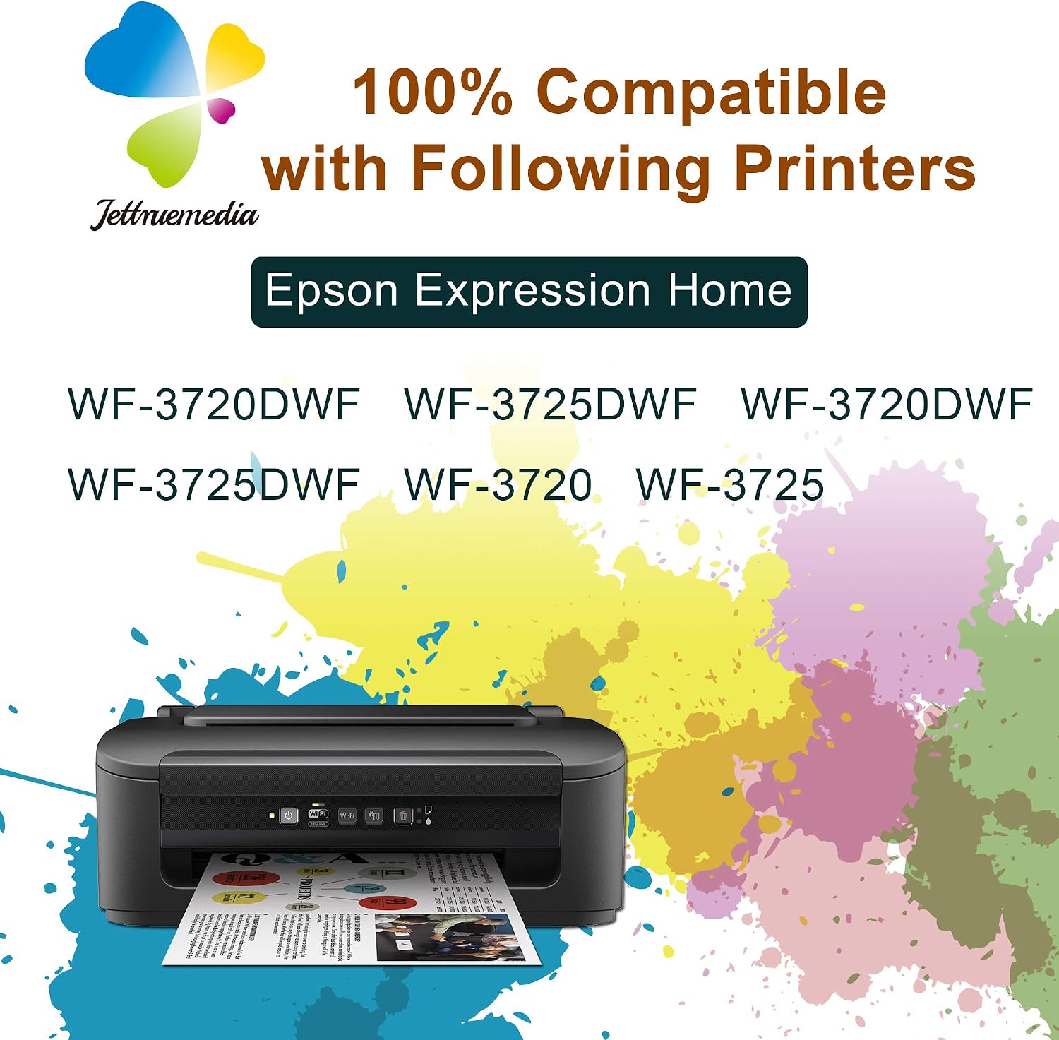 Detalle de Jettruemedia 34XL Ink Cartridges Replacement for Epson WorkForce Pro WF-3720/3725 (5-Pack)