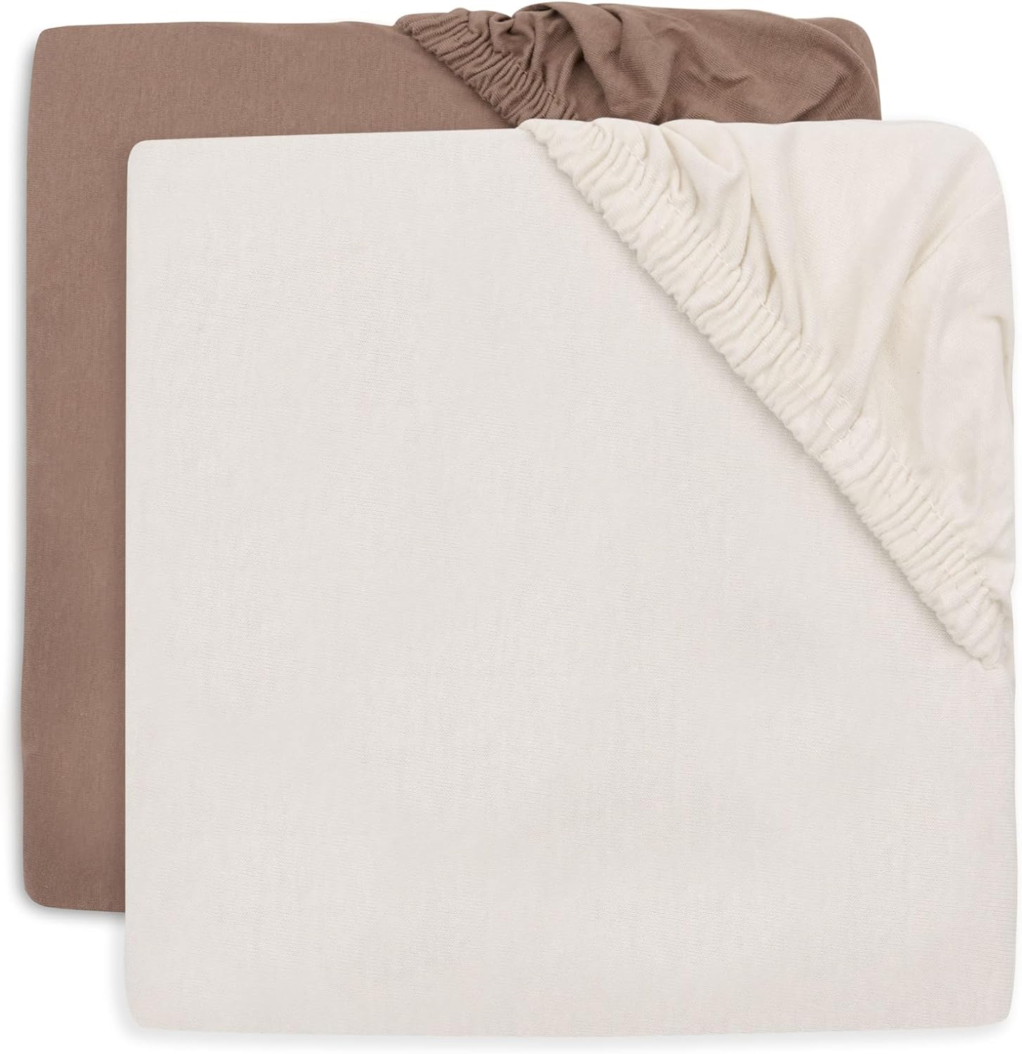 Detalle de Jollein Drap-Housse Jersey pour Lit Enfant 60x120 cm – Milky Coffee/Ivory (Lot de 2)