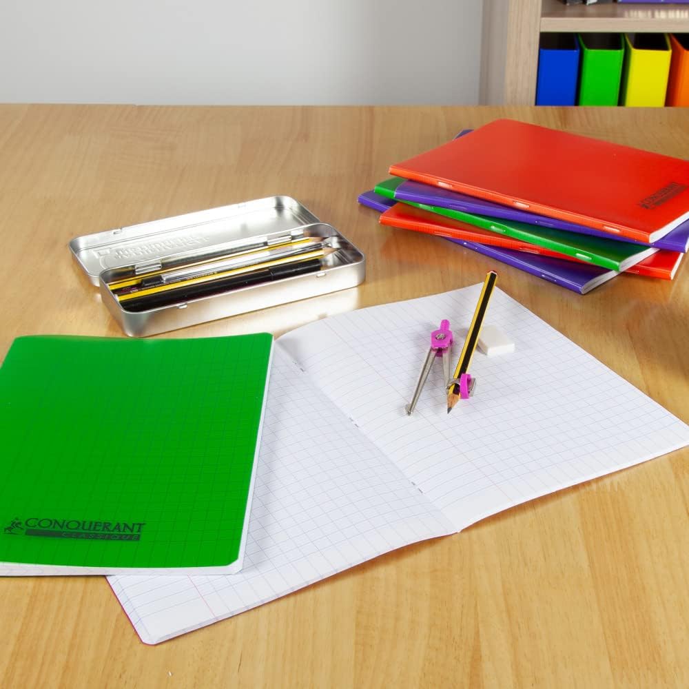 Thumbnail 4 de Conquérant Lot de 6 Cahiers 17x22 cm Grands Carreaux Seyès 96 Pages Agrafés – Couleurs Assortis