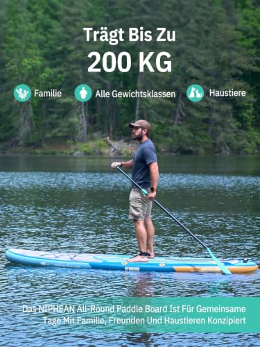 Detalle de Niphean Stand Up Paddling Board mit Sitz – Komplettes Set bis 200 kg Tragkraft