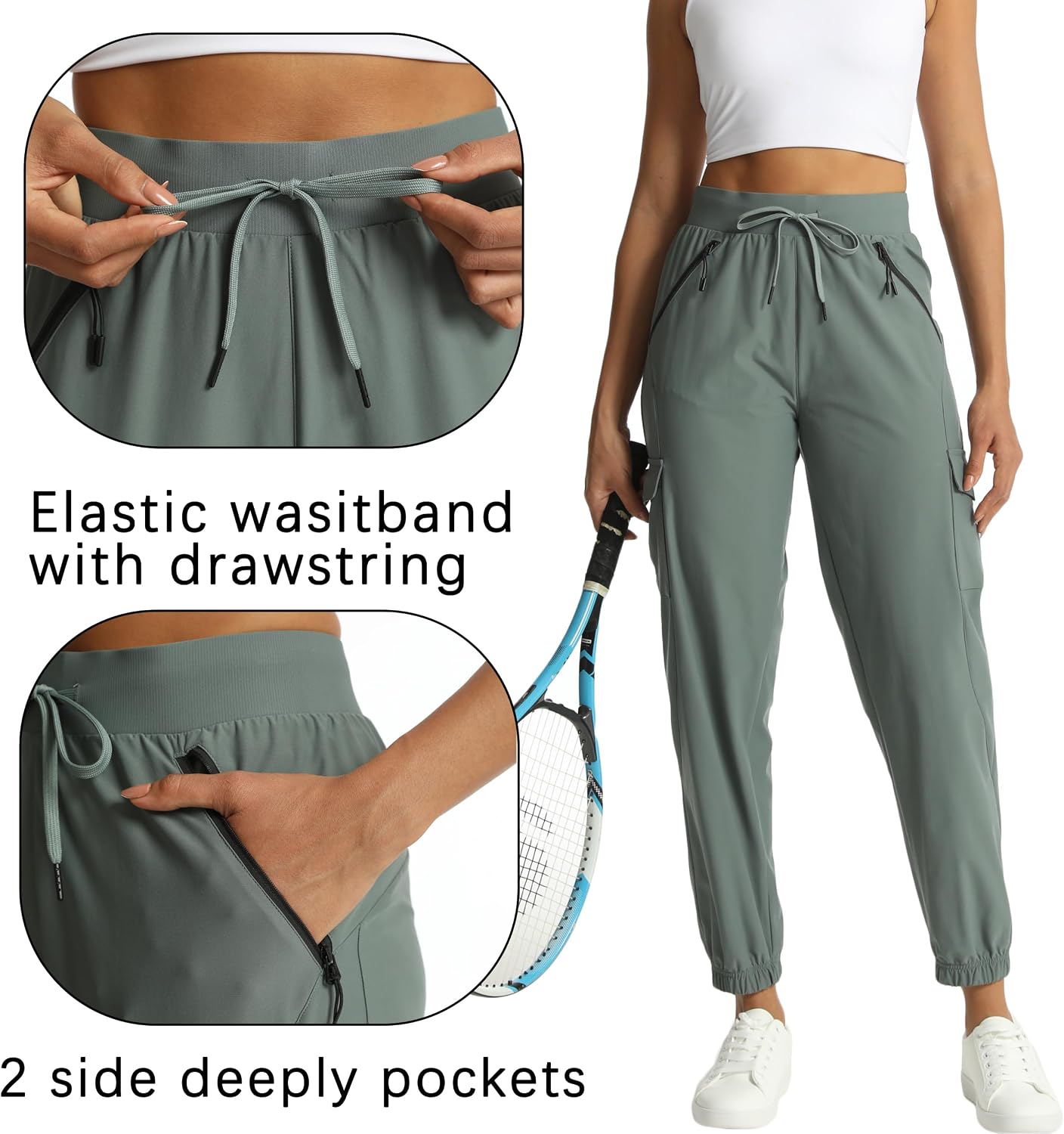 Detalle 1 de Rrosseyz Women's Cargo Hiking Pants, Quick-Dry Water-Resistant Joggers