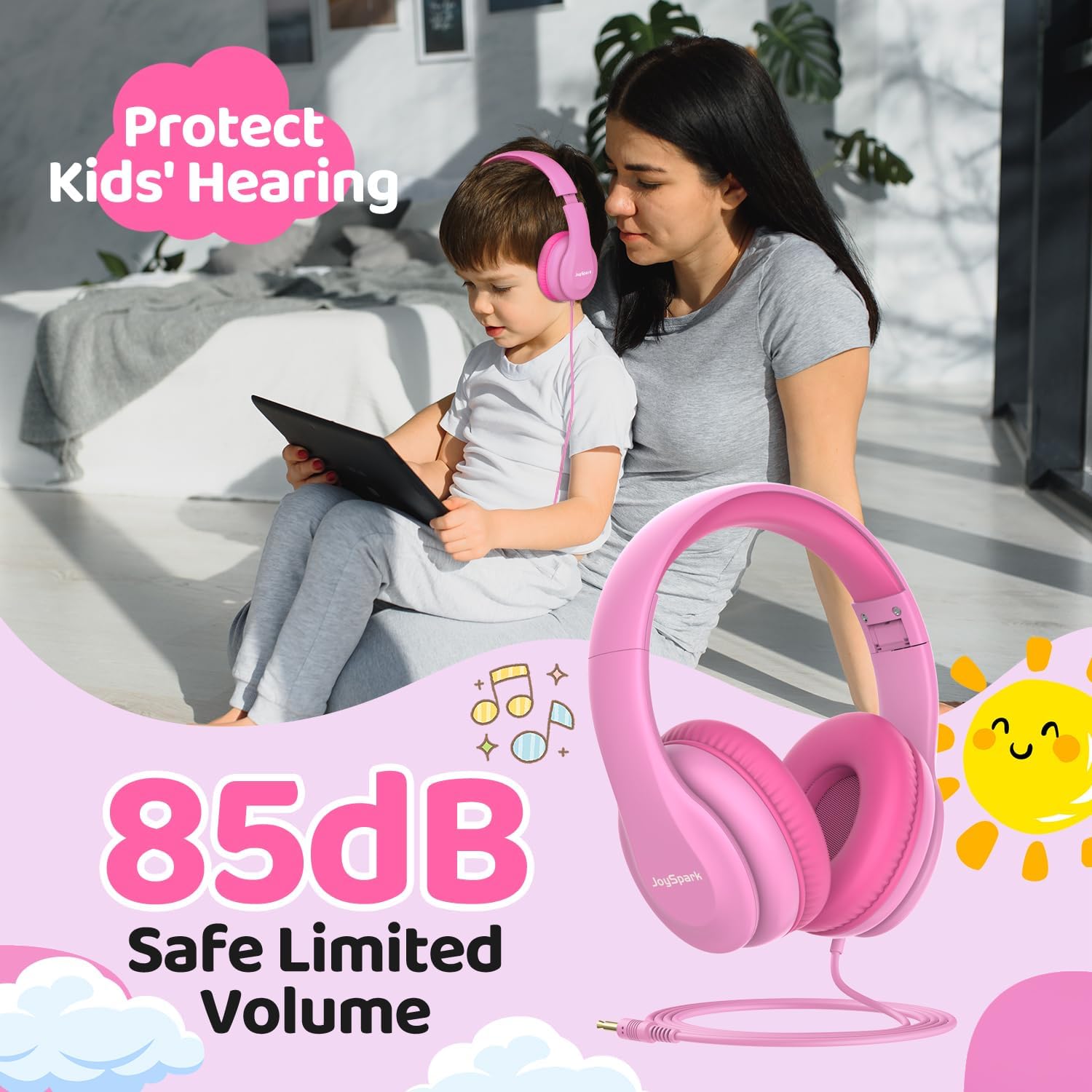Thumbnail 4 de JoySpark Kids Headphones 85dB volume limit