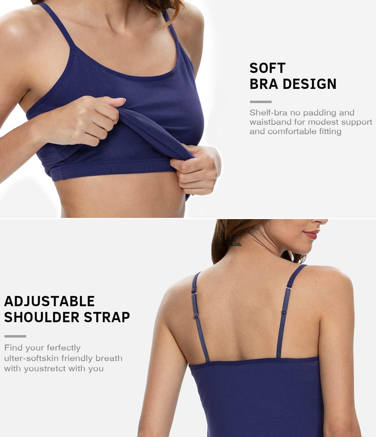 Thumbnail 2 de Air Curvey 3 Pack Camisole Tops with Built-In Bra and Adjustable Straps