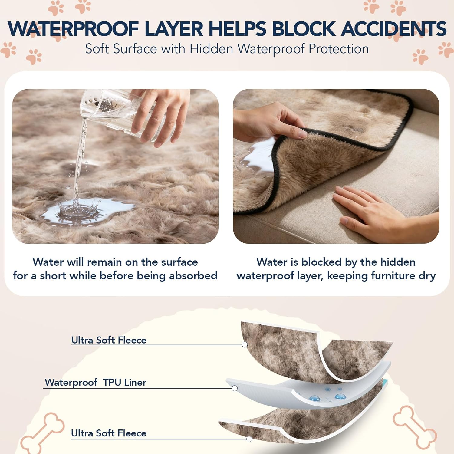 Detalle de Doteonyou Waterproof Dog Blanket (100x120cm) – leak-proof sofa & couch protection