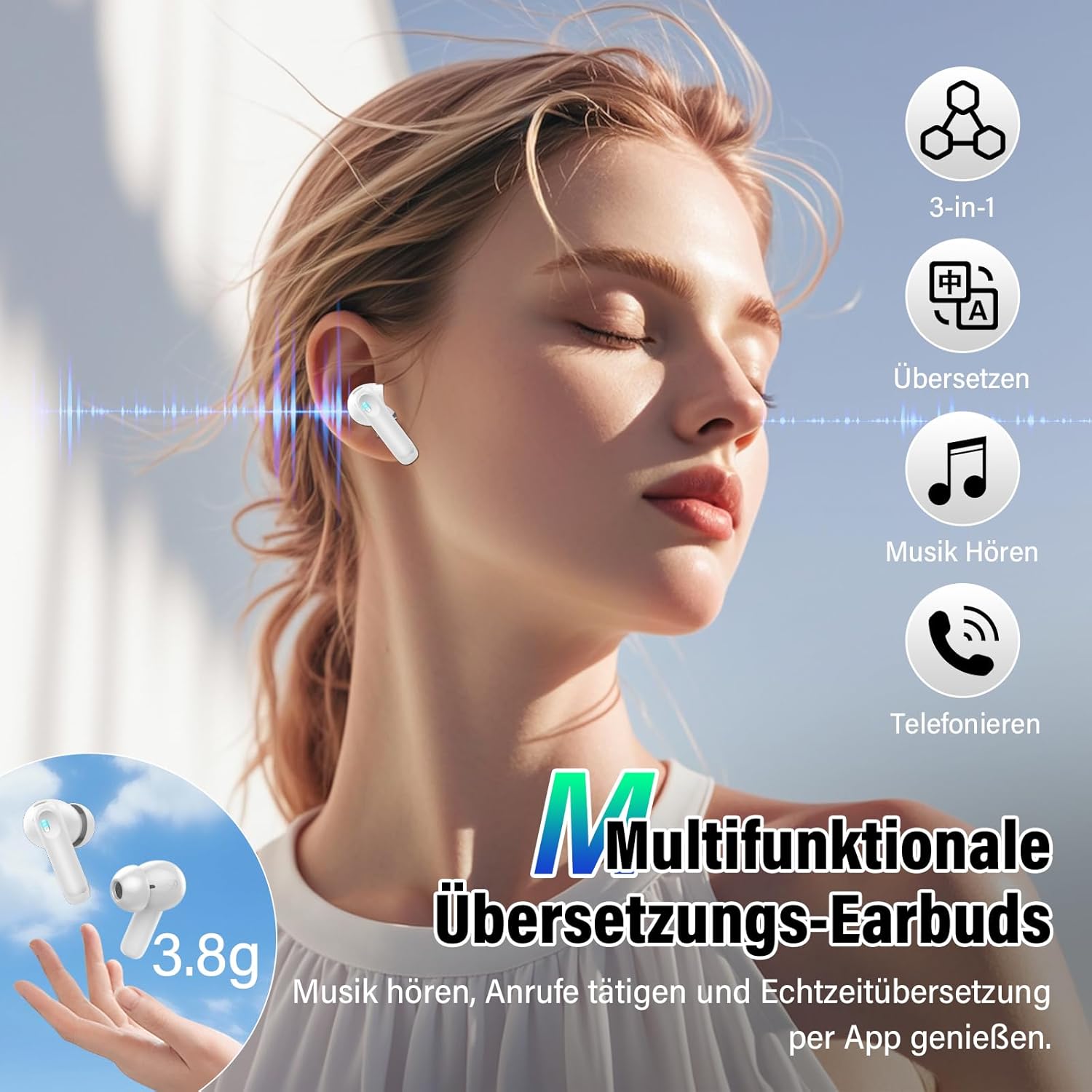 Thumbnail 6 de KI Übersetzer Kopfhörer Echtzeit‑Übersetzer 164 Sprachen