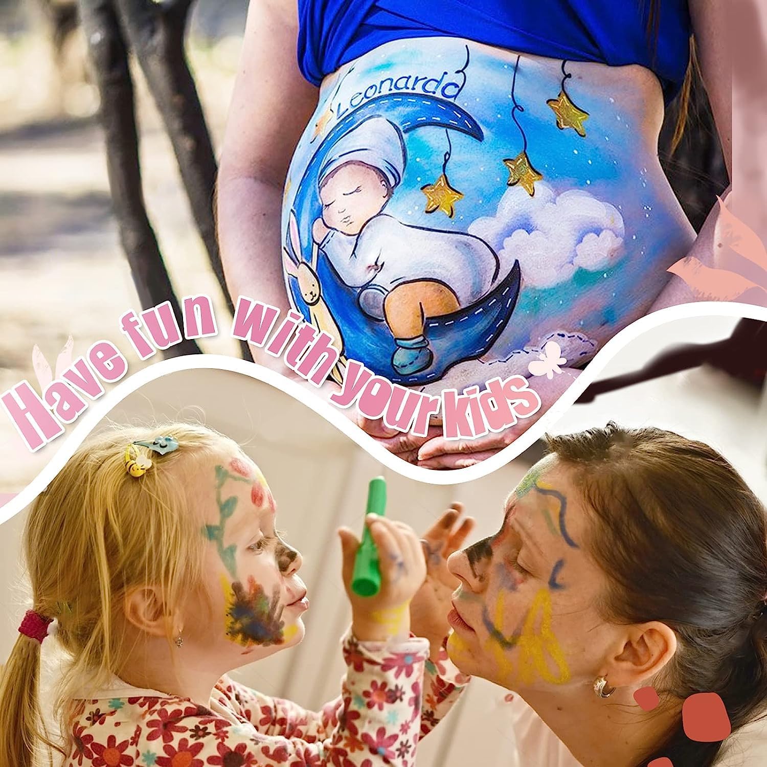 Detalle de Set Truccabimbi 12 Colori per Body Painting – Sicuro per pelli sensibili e gravidanza