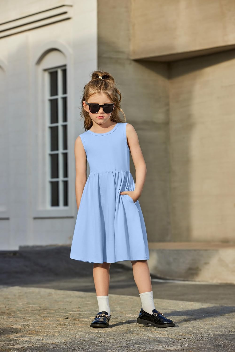 Detalle de Robe sans manches pour fille Arshiner (3 à 14 ans) avec nœud au dos