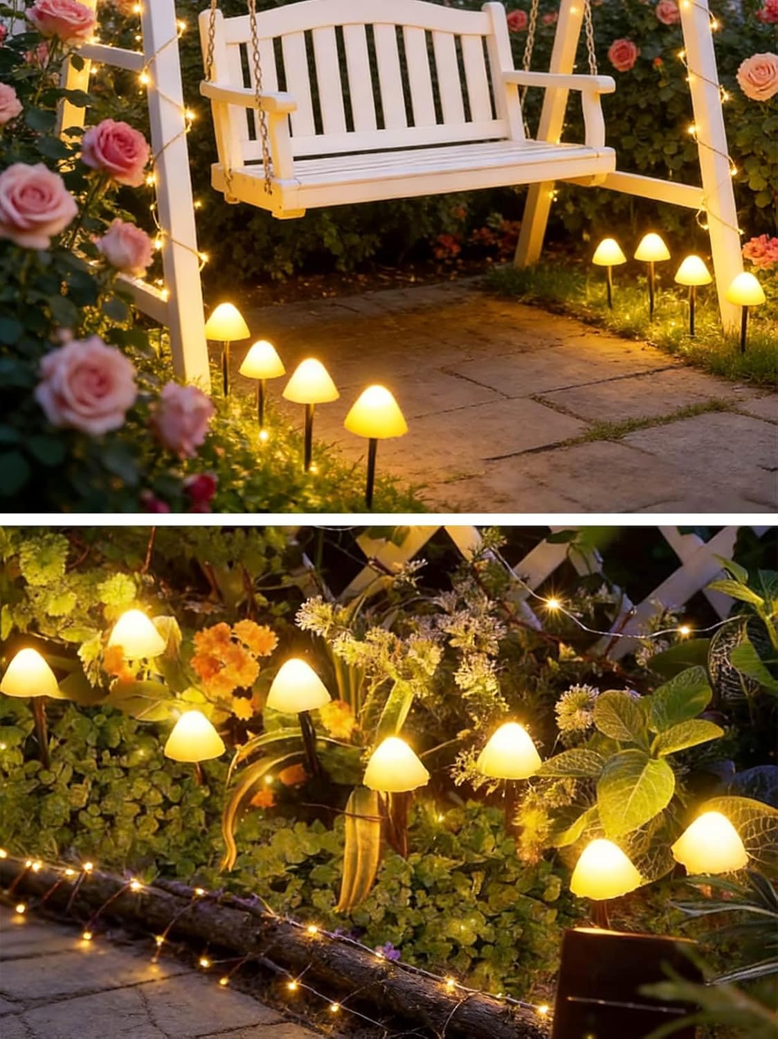 Detalle 2 de Joycome Solar Garden Ornaments 5m 20 LED Mushroom Stake Lights (IP65, Warm White)
