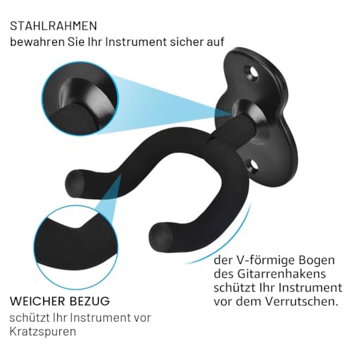 Detalle de MOREYES Gitarren-Wandhalterung 2er-Pack für Akustikgitarre, klassische Gitarre, Bass, E-Gitarre