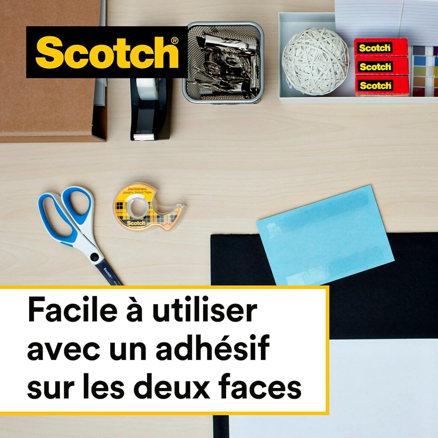 Detalle de Scotch ruban adhésif double-face transparent 12 mm x 22,8 m (1 rouleau)