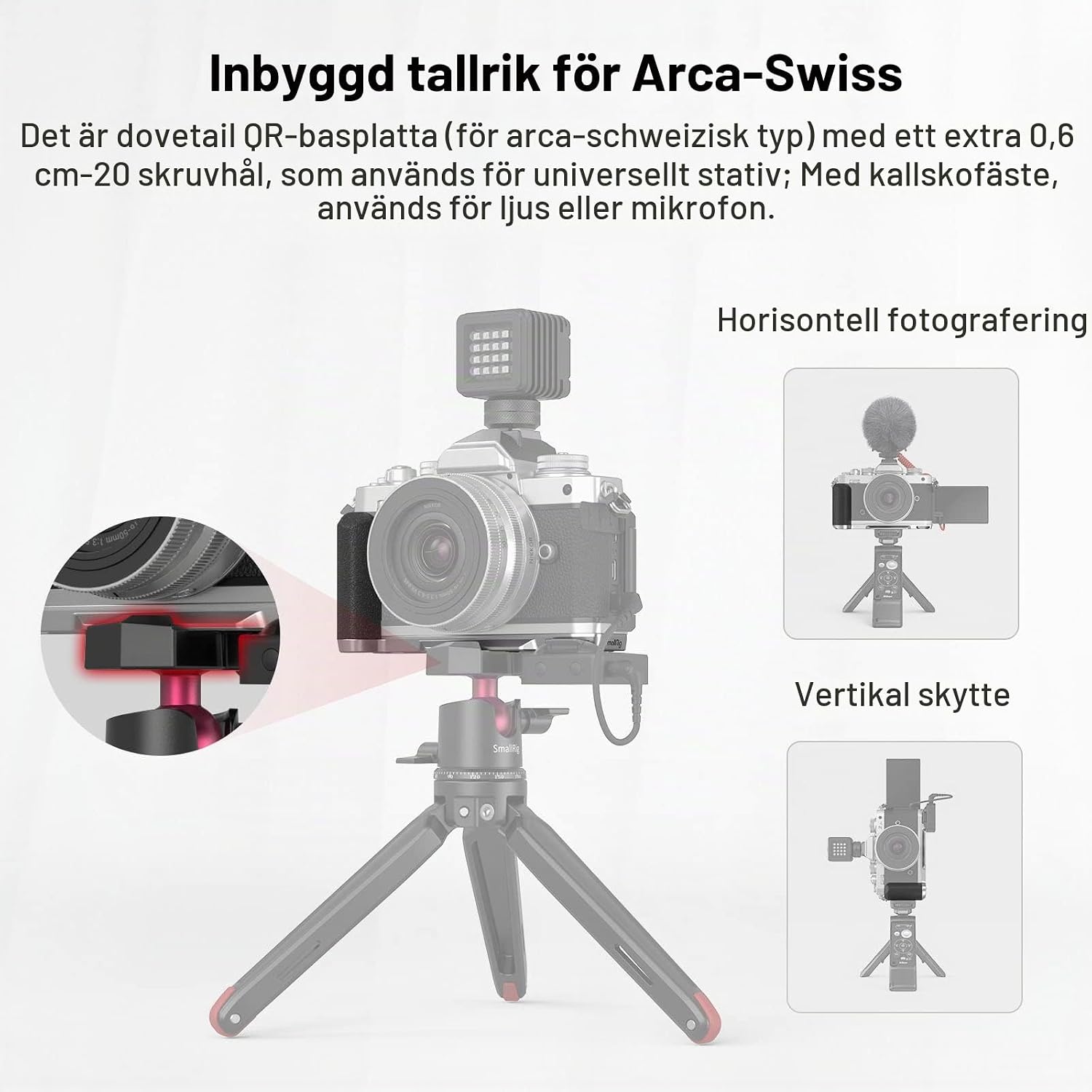 Thumbnail 3 de SMALLRIG 3480 L-format grepp för Nikon Z fc med Arca-Swiss-platta