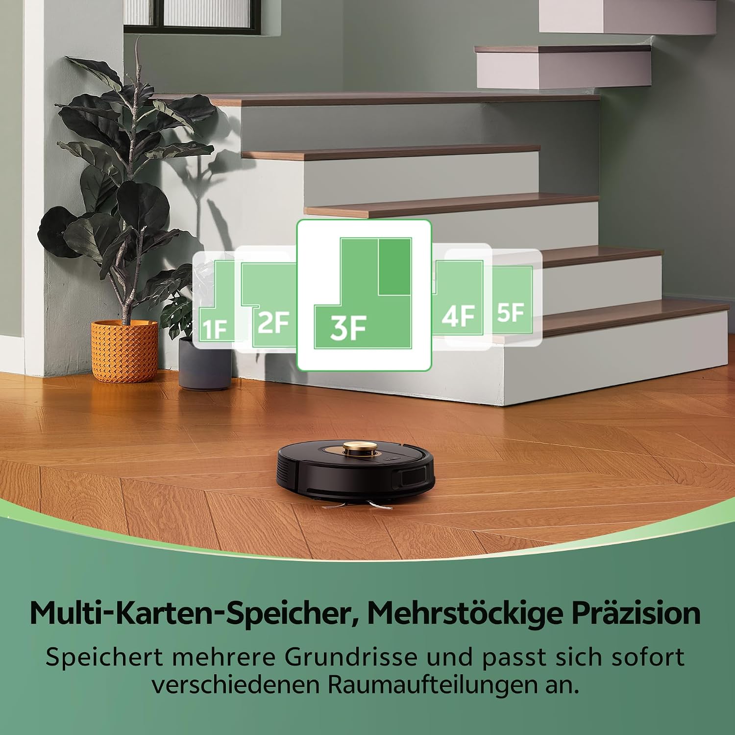 Thumbnail 6 de Vexilar Saugroboter mit Wischfunktion – 8000Pa, LiDAR-Navigation, 180 Min Laufzeit, No-Go-Zonen, App/Alexa/iWatch Steuerung (Schwarz)