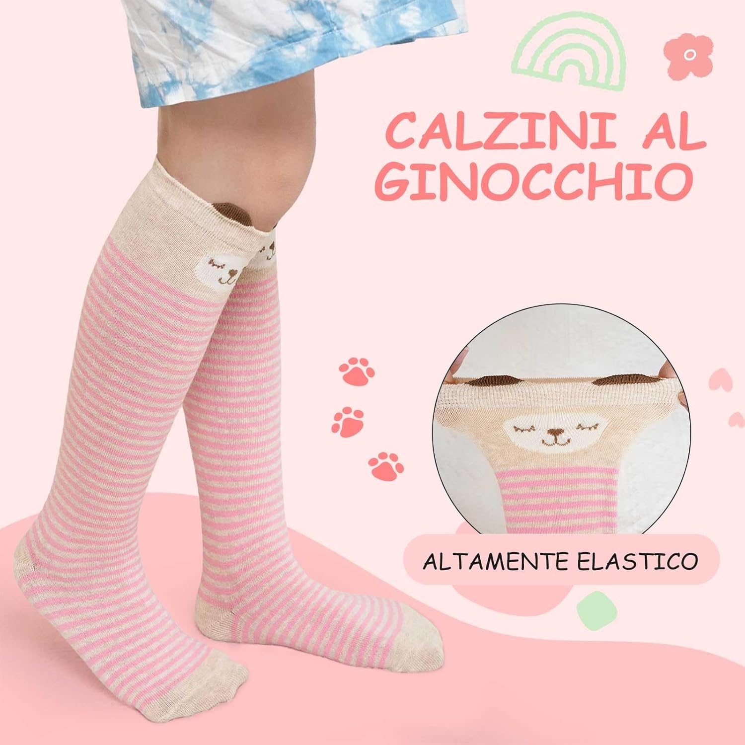 Thumbnail 3 de LOFIR calzini ginocchio bambina e ragazze in cotone senza cuciture (5 paia), 23-38