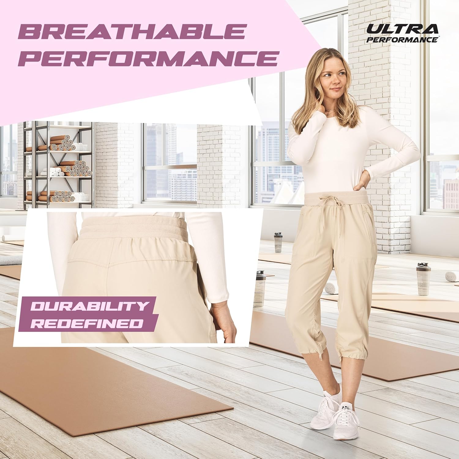 Thumbnail 3 de Ultra Performance Capri Pants for Women 2 Pack — Cargo Capris, Moisture-Wicking & Stretchy