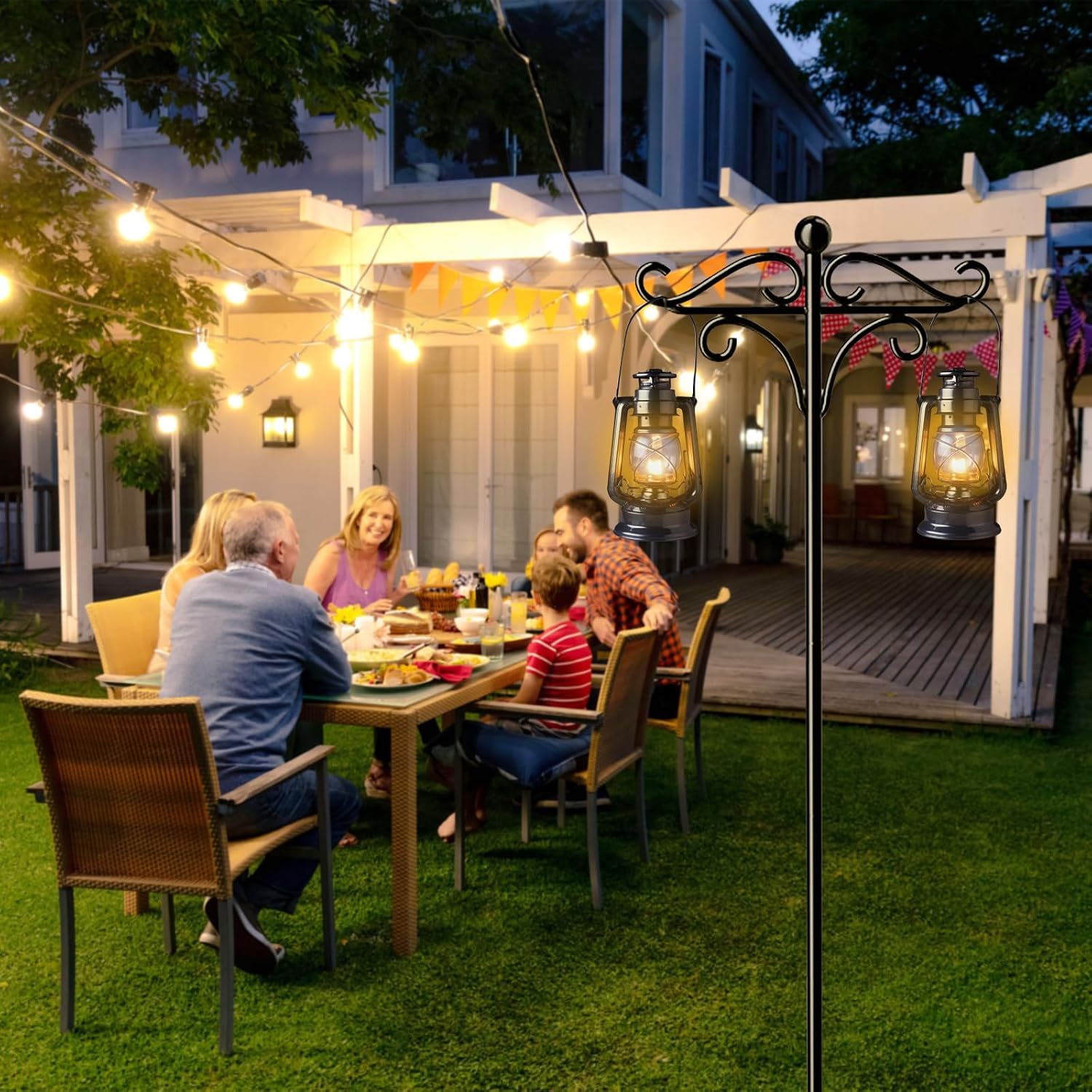 Detalle de 2 Pack Bird Feeders Hanging Station: Adjustable 193cm Garden Poles with 5-Fork Base