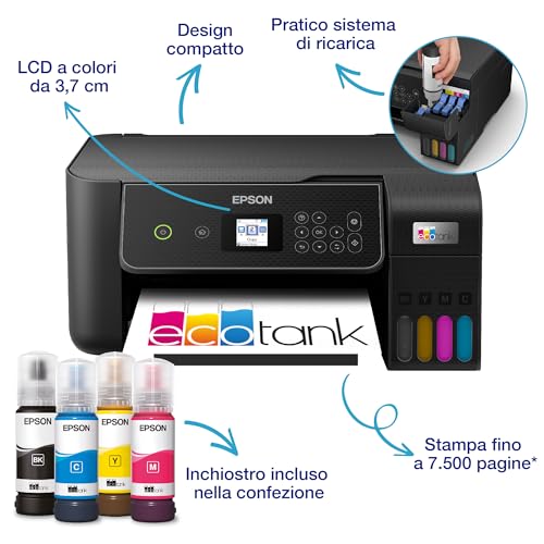 Detalle de Epson EcoTank ET-2870: stampante domestica a serbatoi d’inchiostro, alto rendimento e Wi‑Fi