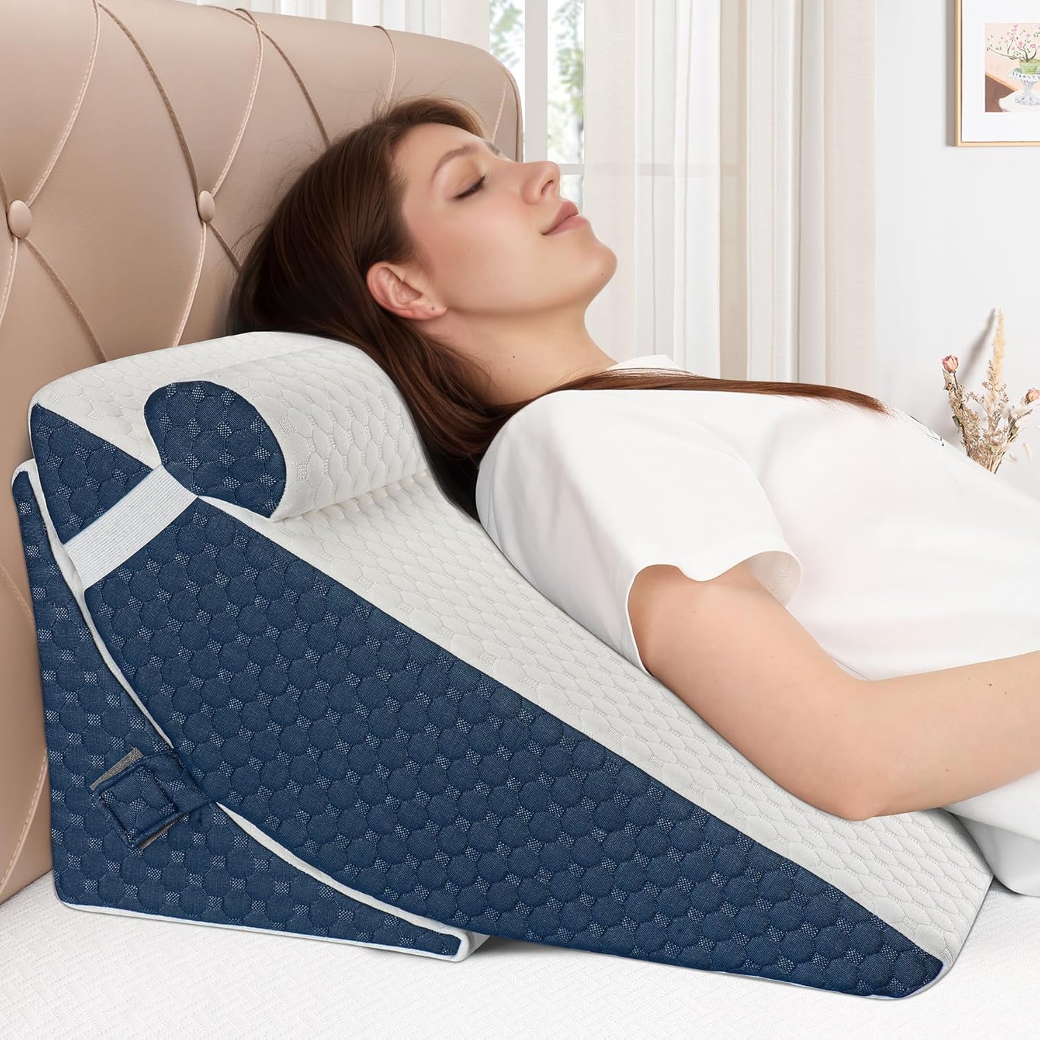 Detalle de WENRENER wedge pillow for sleeping 7 & 12 inch