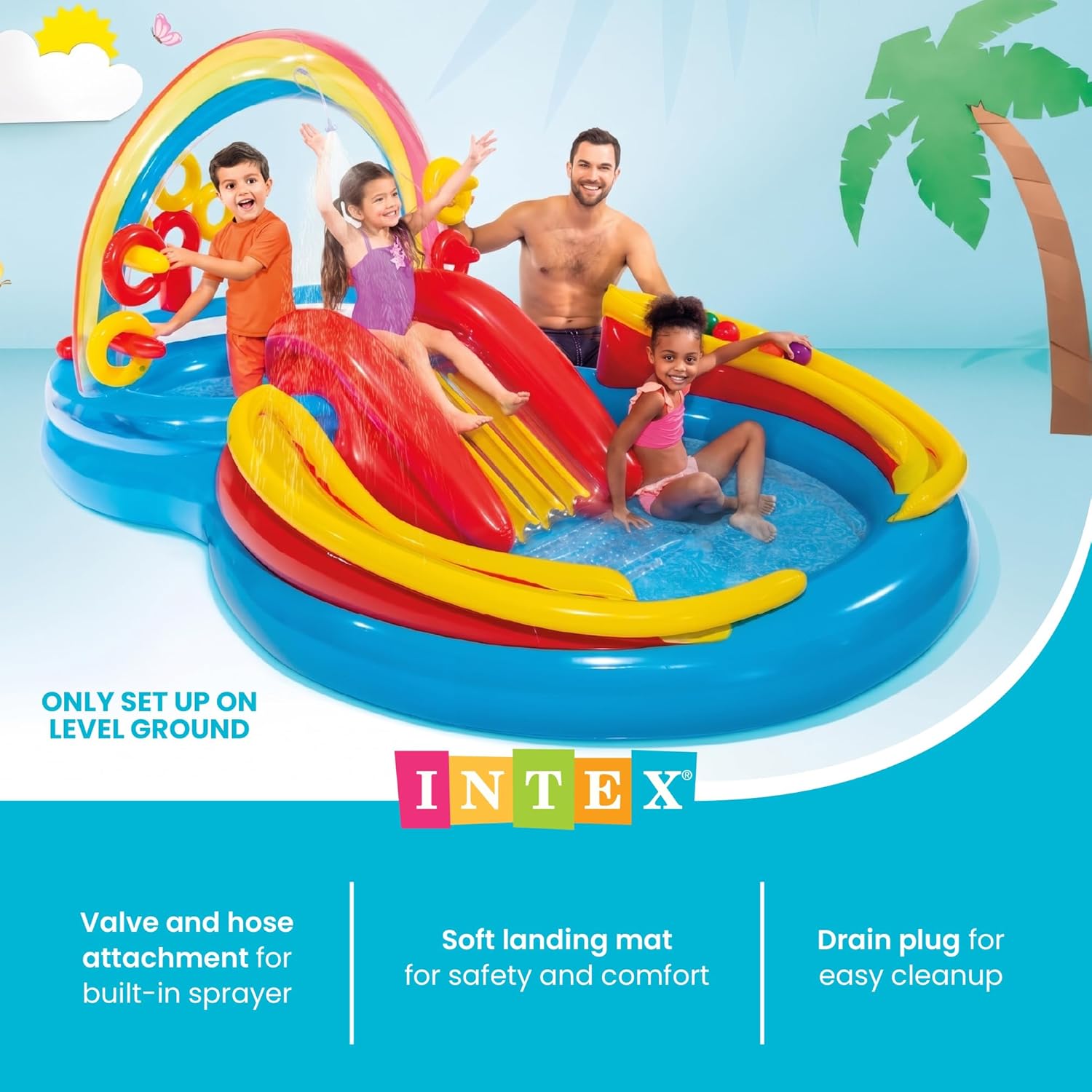 Detalle de Intex 57453NP Playground Arcobaleno – Piscina gonfiabile bambini 297x193x135 cm