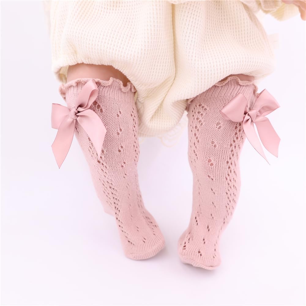 Thumbnail 2 de Sugarmelon Baby Girls Ruffle Sock with Bows – Mesh Knee-High Stockings