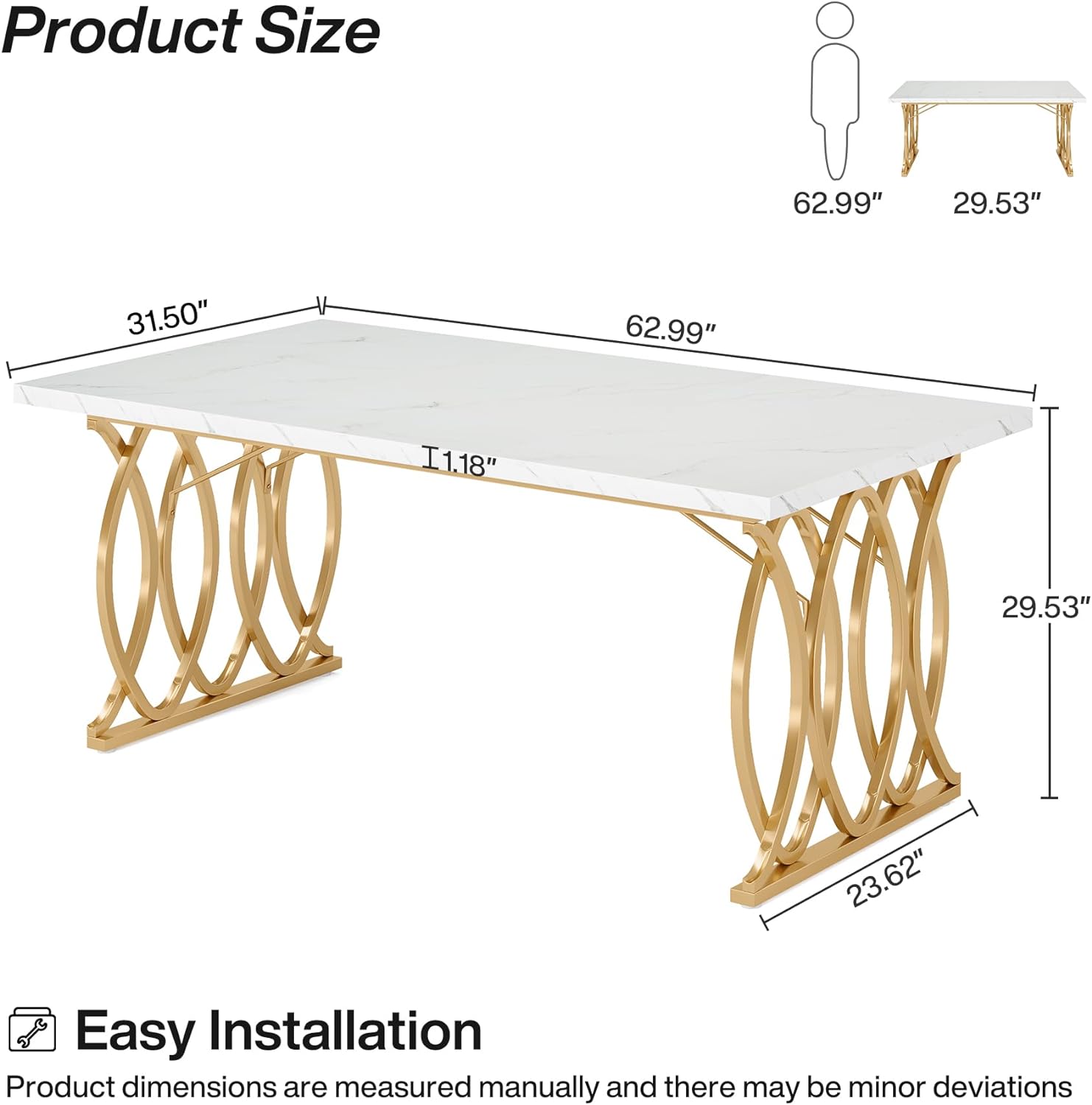 Detalle 2 de Tribesigns Dining Table 63-Inch