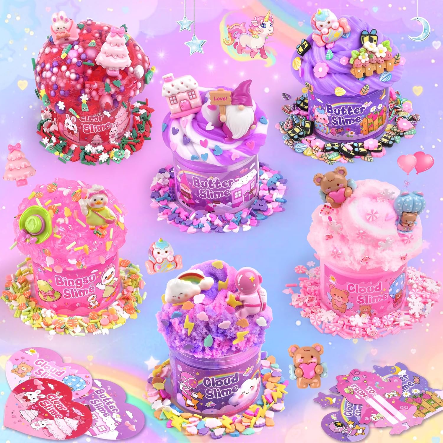 Detalle 2 de LAWOHO 6 Pack Pink Slimes: A Colourful, Mess-Minimised DIY Slime Kit for Kids