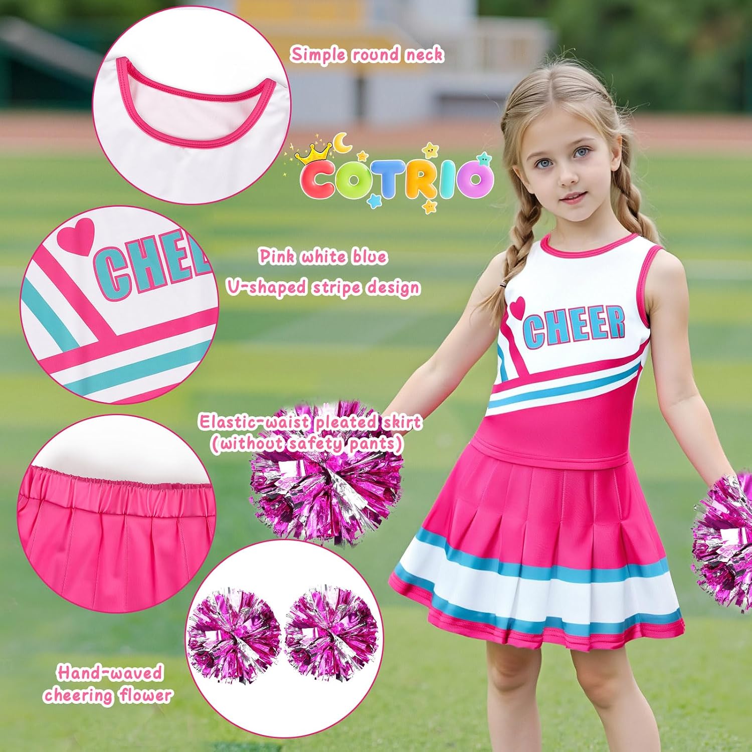Detalle 2 de COTRIO Girls' Cheerleader Costume, Polyester