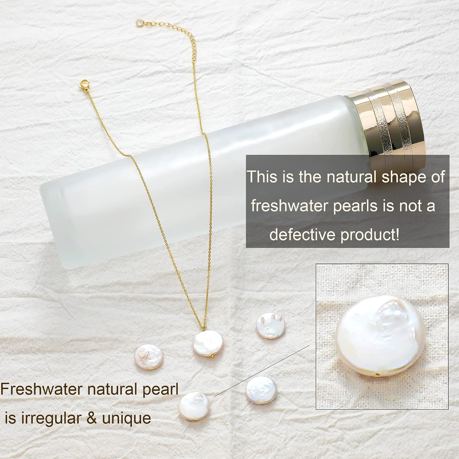 Detalle de Tewiky Pearl Necklace, 14K Gold-Plated