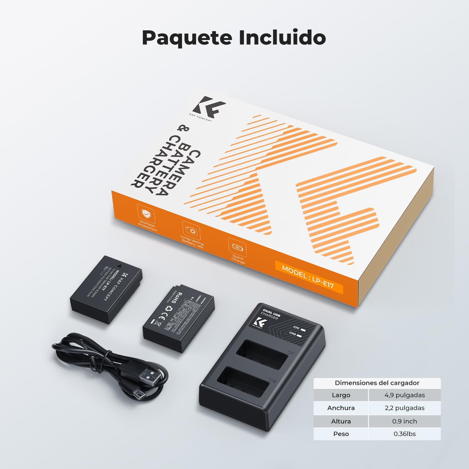 Thumbnail 6 de K&F CONCEPT LP-E17 Kameraakku Ladegerät-Set (Dual-USB, für Canon LP-E17, 2 Akkus)