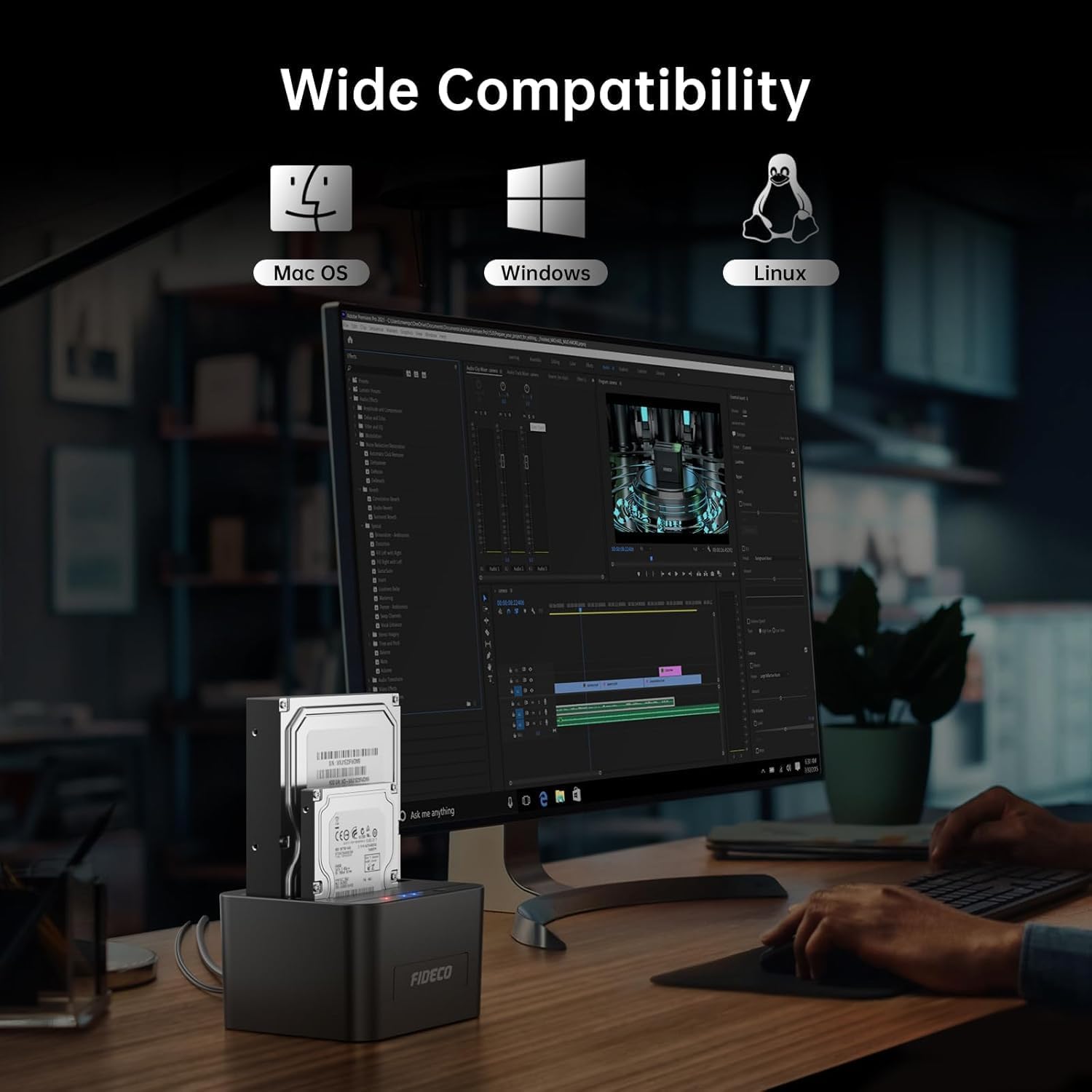 Thumbnail 5 de FIDECO Hard Drive Docking Station dual‑bay, USB 3.0